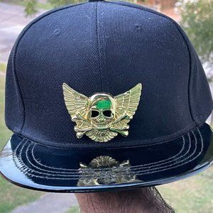 Men Hat Black Snapback Black Tone Skelton Sport Cap Hat